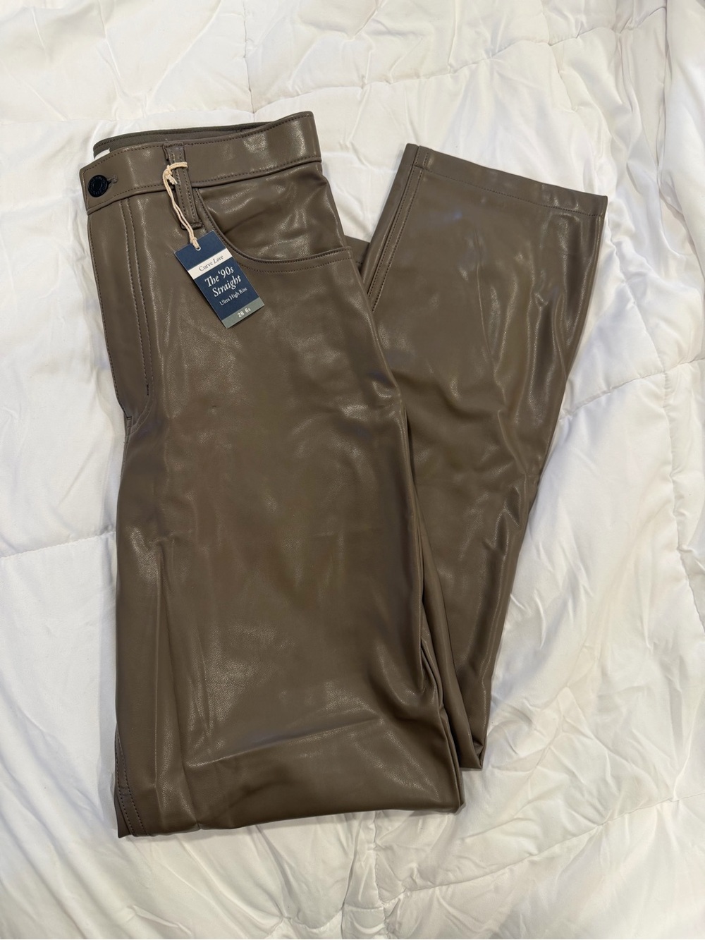 Abercrombie & Fitch Curve Love Brown Faux Leather Straight Pants